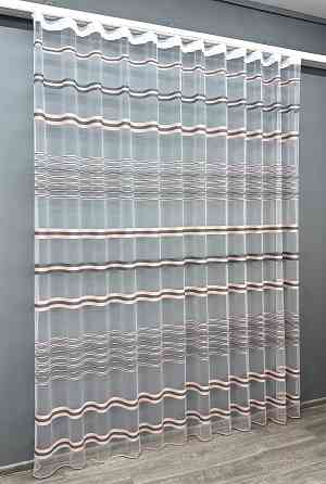 Тюль VR-Textil 1771т Фатин смуги Пудровий з графітовим 400х270 см (40-251) Київ