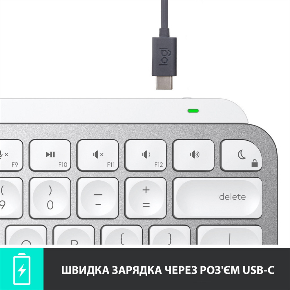 Клавіатура бездротова Logitech MX Keys Mini For Mac Minimalist Wireless Illuminated Pale Grey (920-010526) ( Сірий ) Харків - фото 13