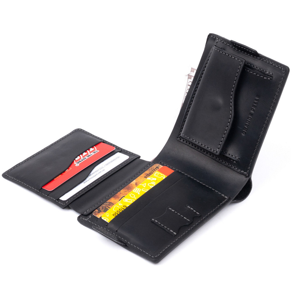 Портмоне горизонтальне Amico на магніті на два відділення матове GRANDE PELLE 11319 Чорне Київ - фото 6