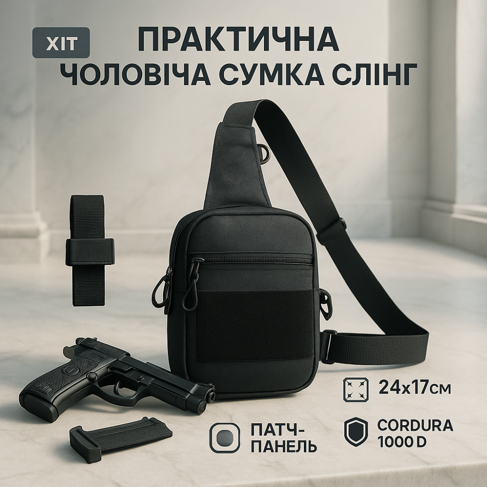Мужская стеганая сумка через плечо, Мужская сумка-слинг тактическая плечевая сумка кроссбоди RT-47 Львов - изображение 17