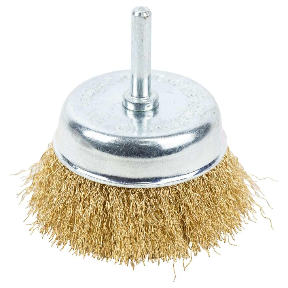 Щітка дротяна чашоподібна Ø75 мм Ø 6 мм (латунована) GRAD (9034075) Київ - фото 1