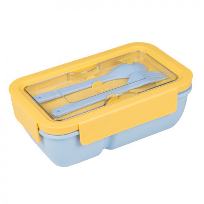 Ланч-бокс детский Yes Fusion 850 мл с принадлежностями желто-голубой (708168) Винница - изображение 1