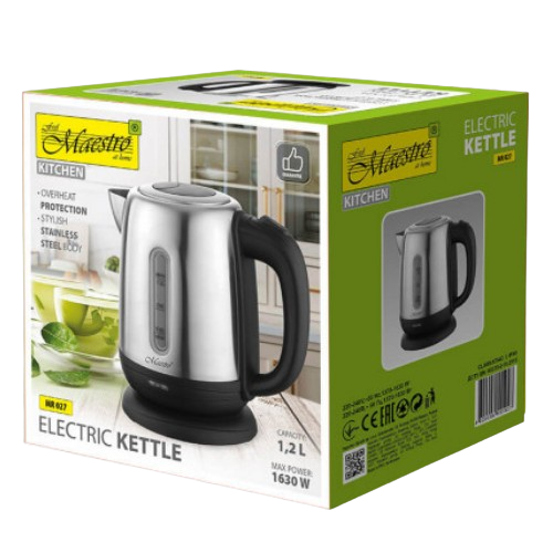 Електрочайник 1,2л 1370-1630W метал (диск) MR-027 Maestro Житомир - фото 3