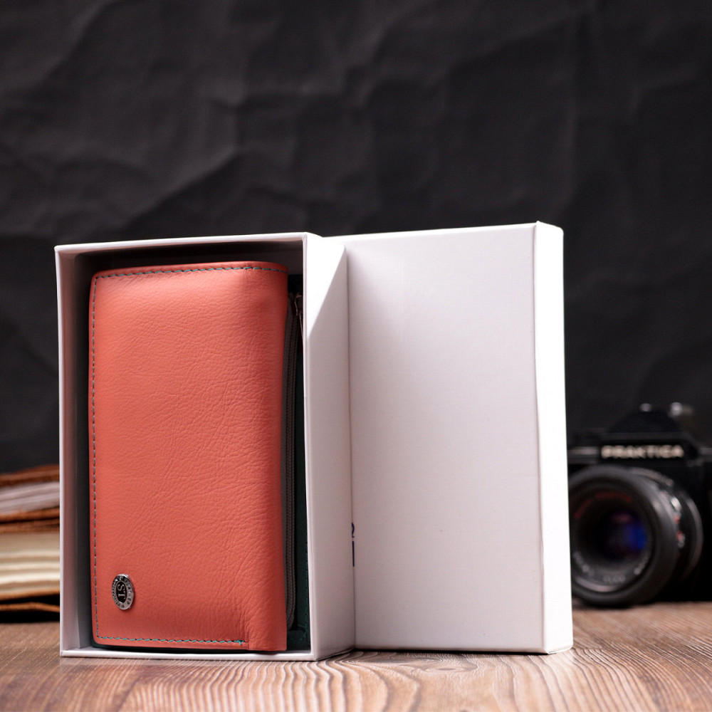 Красивий жіночий шкіряний гаманець у три складання ST Leather 19441 Різнокольоровий Київ - фото 3