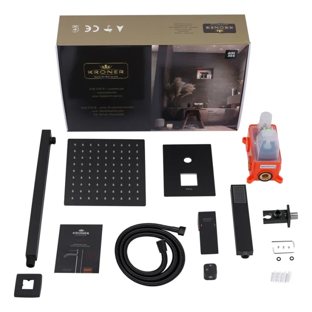 Душевая система скрытого монтажа Kroner KRP Edelstahl Kubus - SCH082 черная Киев - изображение 10