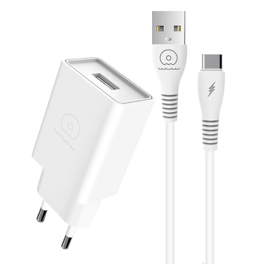 Сетевое зарядное устройство с кабелем WUW-T82 Single USB home charger set type-c Одесса - изображение 1