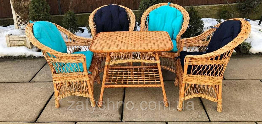 Мебель плетеная с голубыми и синими подушками Киев - изображение 1