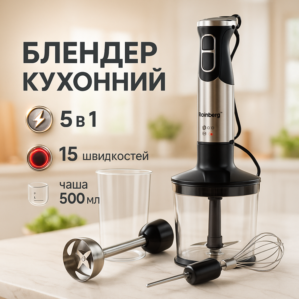 Блендер погружной с дополнительной чашей, Погружной блендер с металлическим корпусом, Блендеры кухонные TU-19 Львов - изображение 8