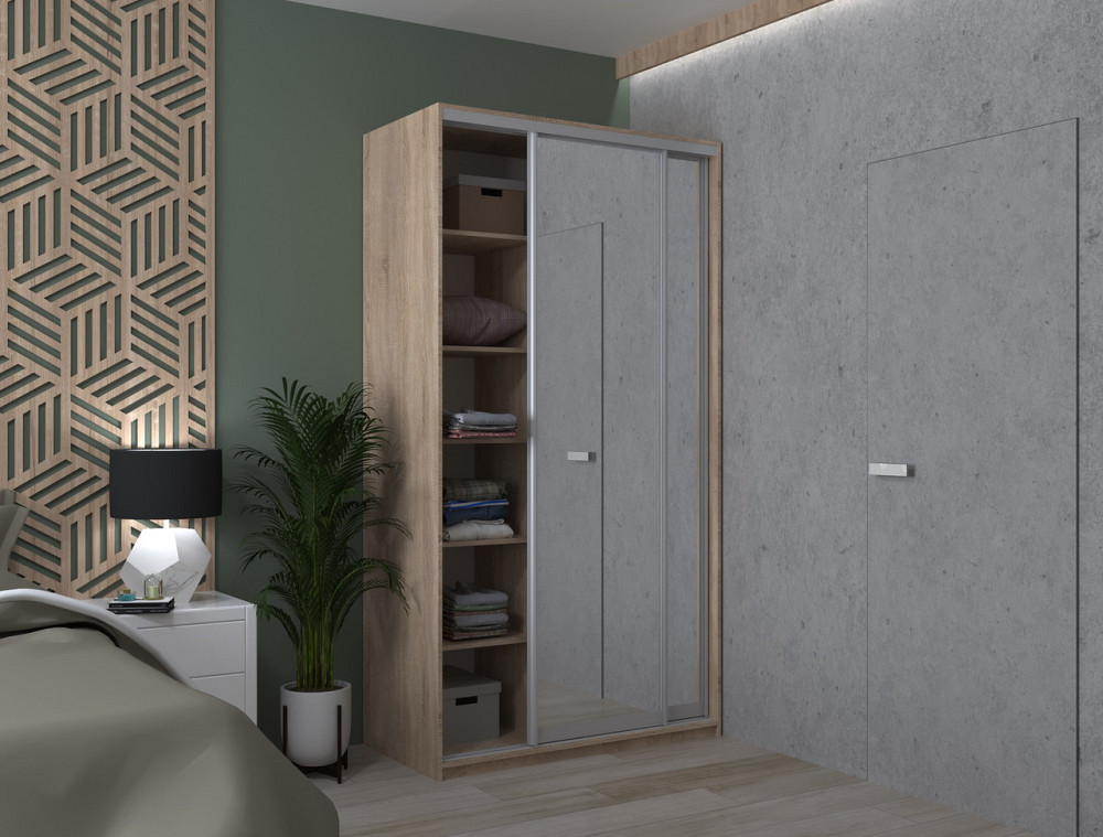 Шкаф-купе двухдверный Doros Сити Лайт 120х60х225 см Дуб сонома/2 Зеркала (DRS-011086) Днепр - изображение 2