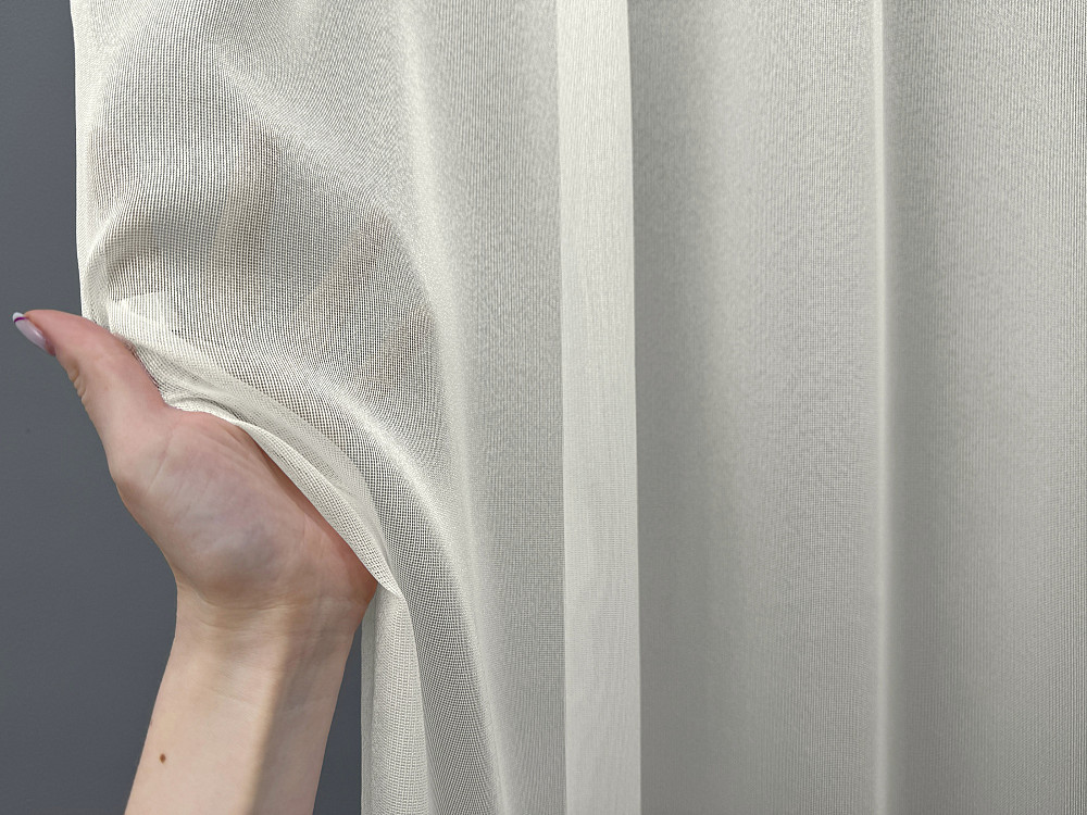 Тюль VR-Textil 1203т Snow Нейлон однотонний Кремовий 300х250 см (43-018) Киев - изображение 4