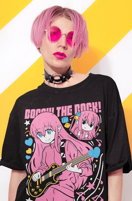 Футболка аниме Хитори Готоу Боккхи Рокк оверсайз (S/M/L) Черний AnimeJ1122 Днепр - изображение 2