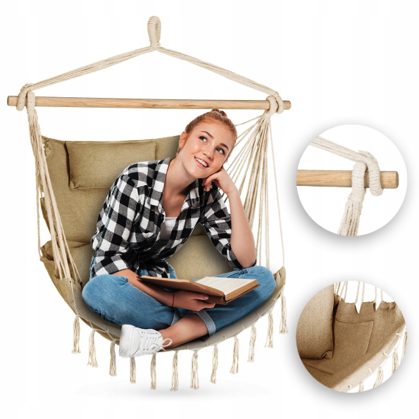 Бразильське крісло - гамак Outtec Boho Sois XXL бежевий Київ - фото 2