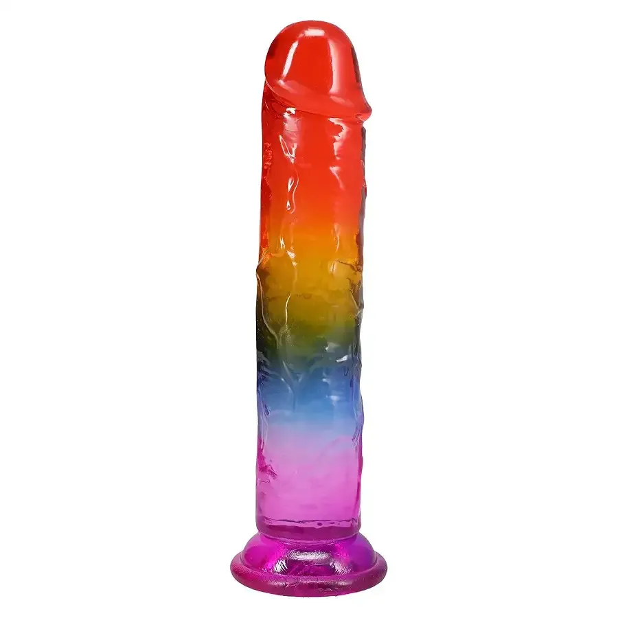 Дилдо Doc Johnson Crystal Jellies - 8.5 Inch Сlassic Dong - Rainbow Львів - фото 2