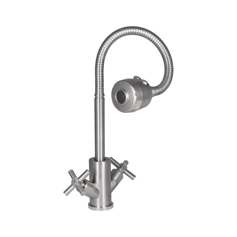 Смеситель для кухни Lidz Wind 013F4 двухвентильный с гибким изливом LDWIN013F4NKS43391 Nickel Харьков - изображение 3