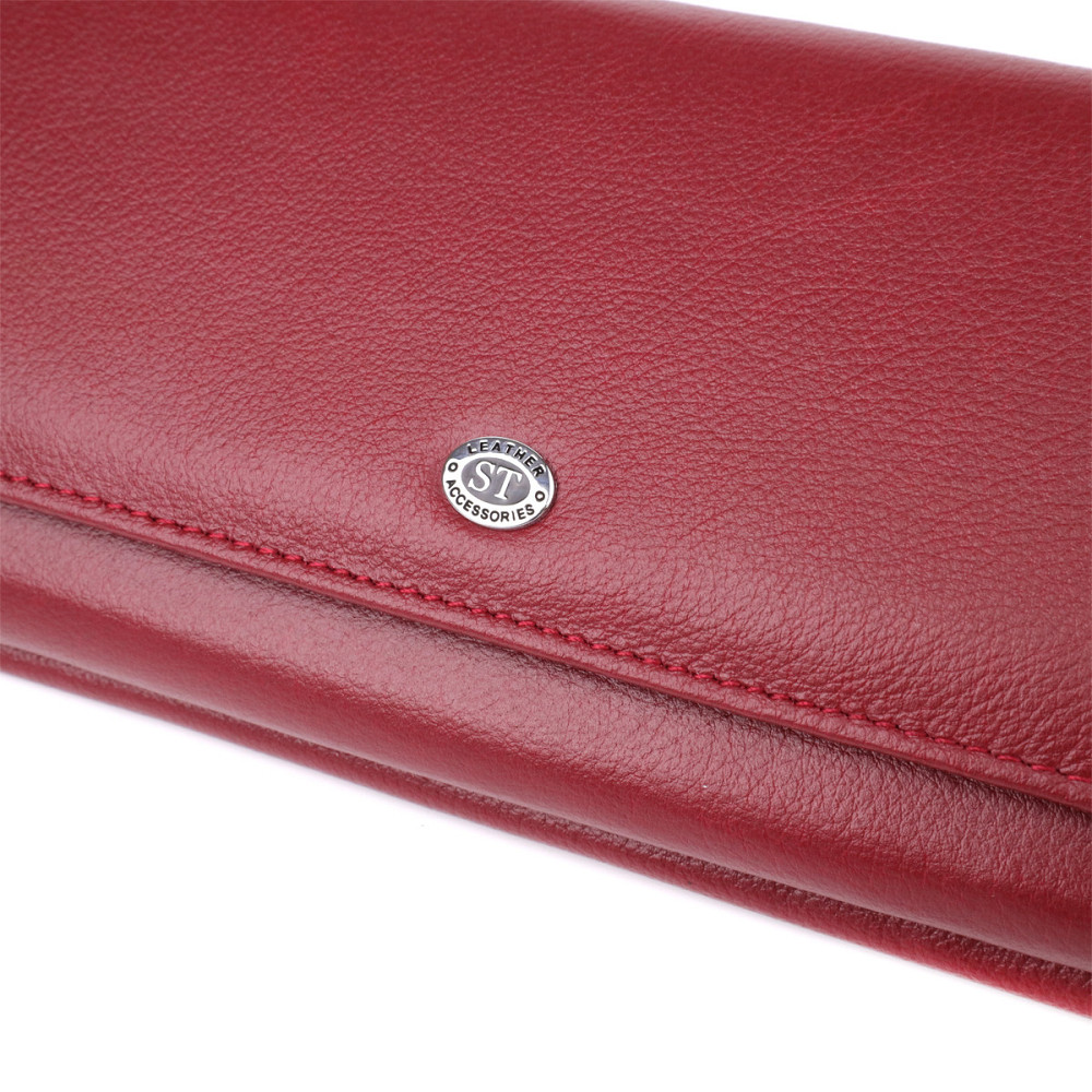 Жіночий шкіряний гаманець з кишенею для телефону бордовий (ST Leather) Київ - фото 16