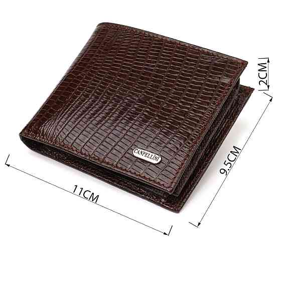 Цікаве чоловіче портмоне з натуральної фактурної шкіри CANPELLINI 21785 Коричневе Київ