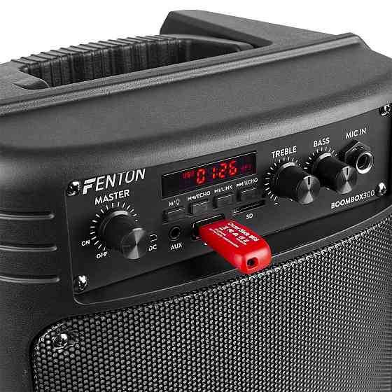 FENTON BOOMBOX300 Караоке-колонка для вечірок, 2 x 6,5" 100 Вт макс. AUX/microSD/USB/BT Рівне