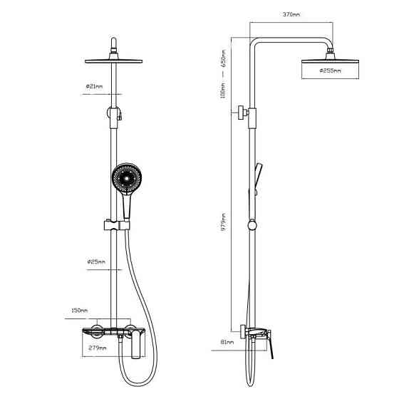 Душевая система пристенная Qtap Slavonice на три потребителя QTSLA111GMB45905 Gunmetal Black графит Киев
