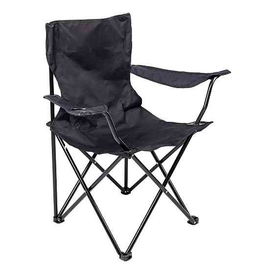 Крісло розкладне туристичне 50х80х80 см з підстаканником Чорне SJ-0014B Київ