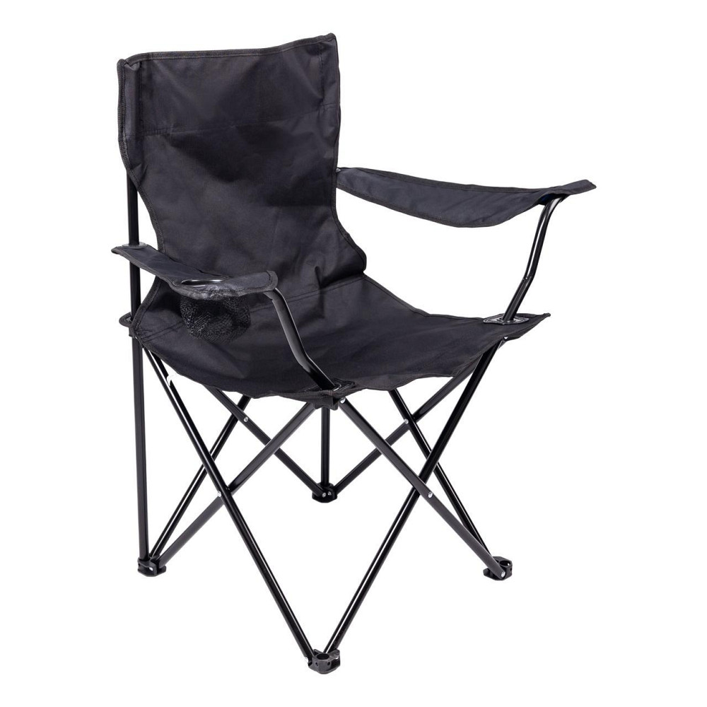 Крісло розкладне туристичне 50х80х80 см з підстаканником Чорне SJ-0014B Київ - фото 2