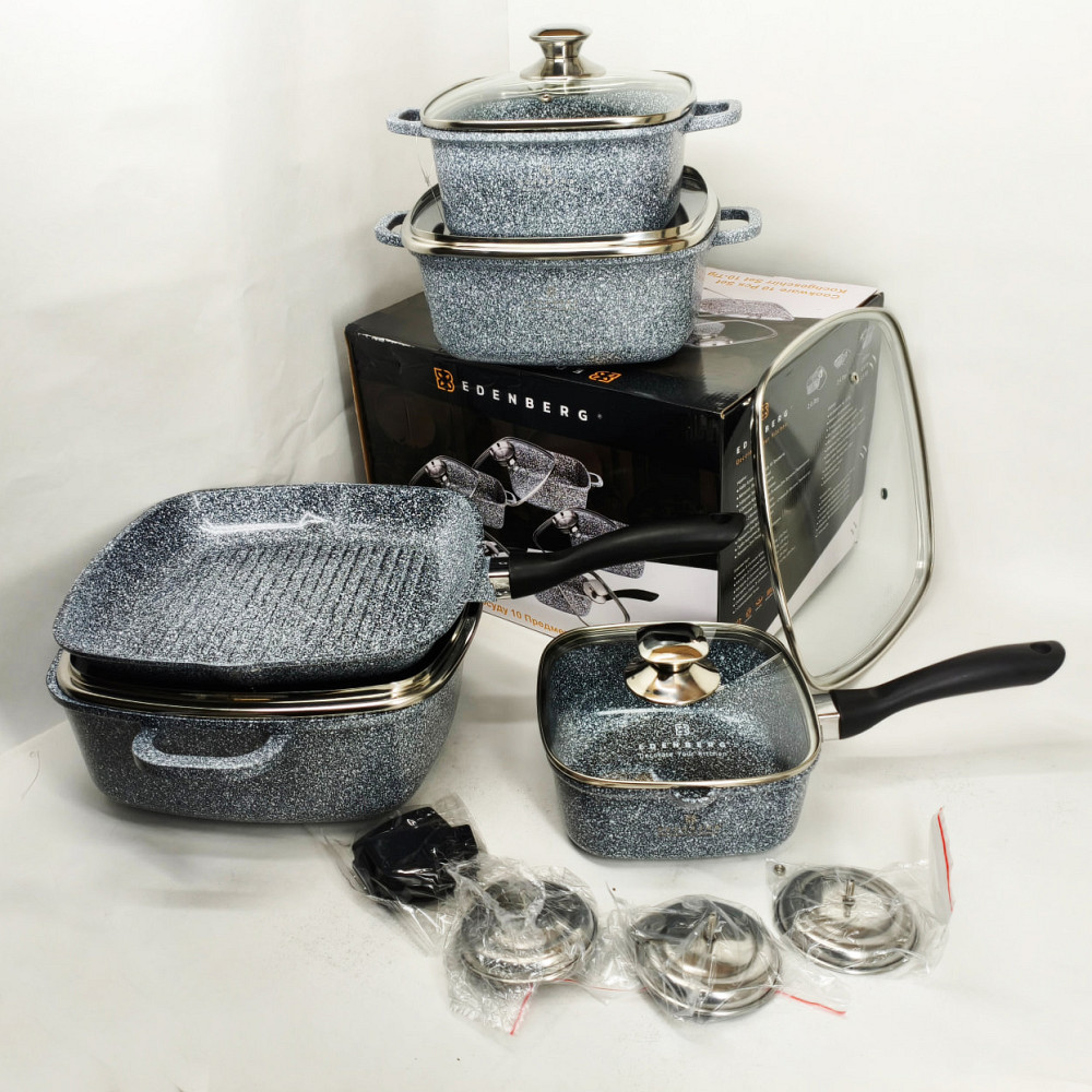 Набор мраморных кастрюль, Гранитный набор со сковородой, Мраморная посуда для кухни OD-14 Львов - изображение 8