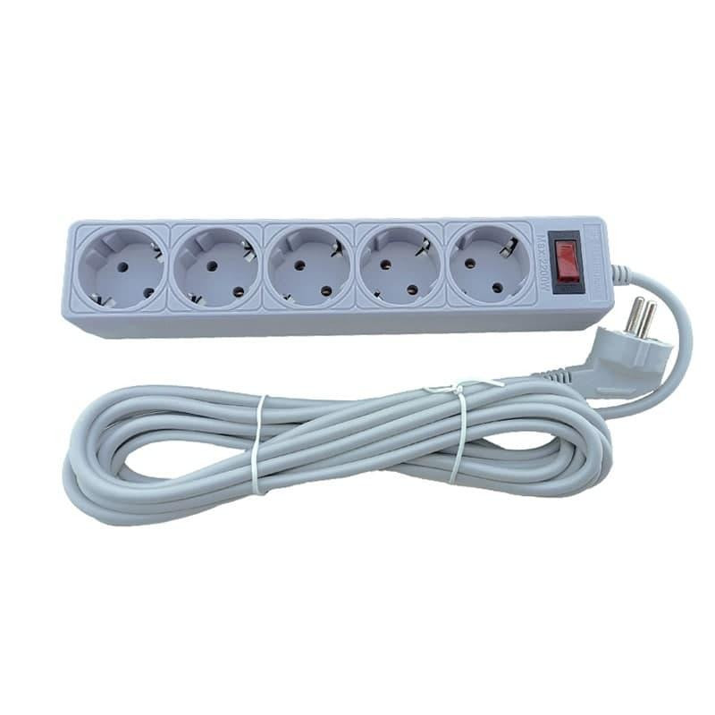 Сетевой фильтр с заземлением 5 гнезд, 5 м серый Днепр - изображение 1