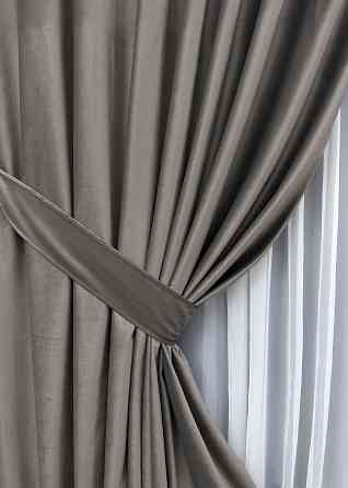 Комплект готових штор VR-Textil Оксамит (бархат) № 1553ш Сірий 140х295 см 2 шт (39-0064) Київ