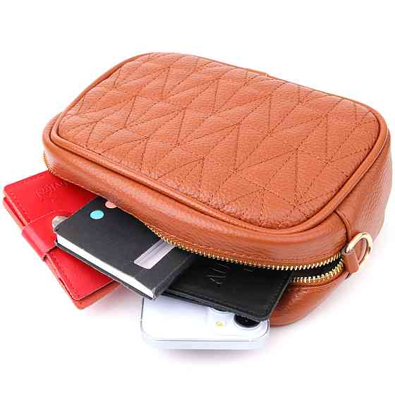 Стьобана сумка для жінок з натуральної шкіри Рудий (Vintage) Київ