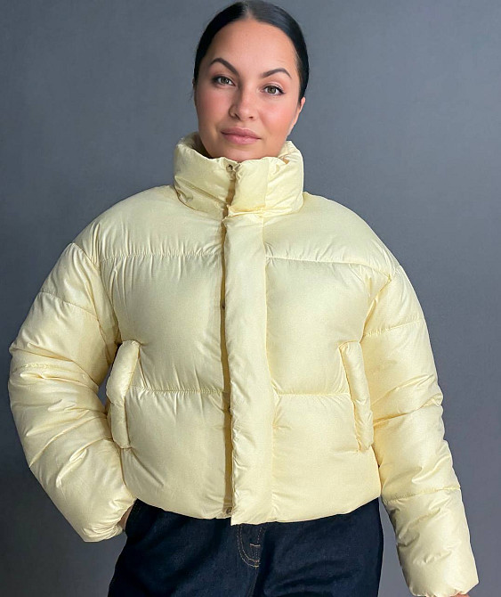 Куртка женская Haiziyuan 8606 короткая пуффер с воротником желтая, желтый, XL Киев - изображение 9