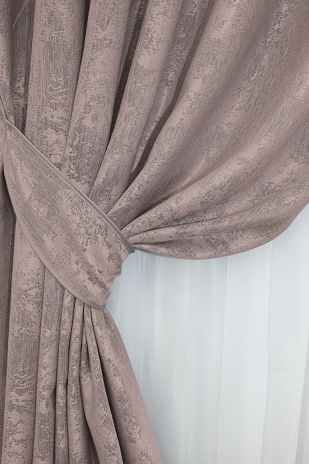 Комплект готовых штор VR-Textil Жаккард Sultan YL № 1210ш Серо-пудровый 200х270 см 2 шт (32-028) Киев - изображение 4