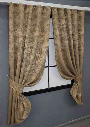 Комплект коротких штор VR-Textil Жакард Sultan YL № 1205ш Медово-золотистий 130х170 см 2 шт (35-0081) Київ