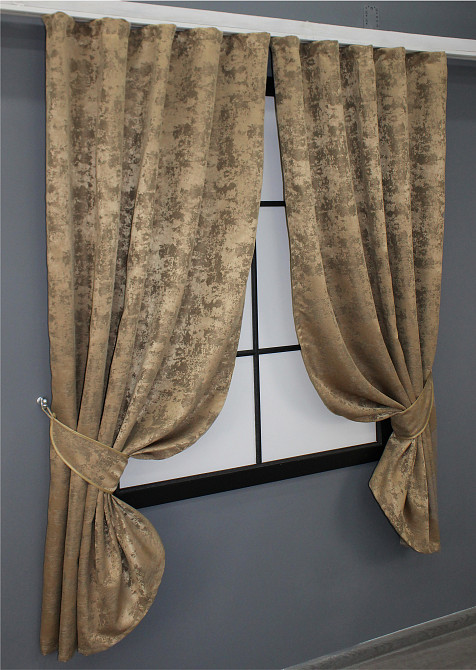 Комплект коротких штор VR-Textil Жакард Sultan YL № 1205ш Медово-золотистий 130х170 см 2 шт (35-0081) Київ - фото 2