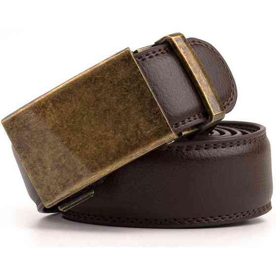 Ремінь з натуральної шкіри з автоматичною пряжкою латунь Vintage 20309 Коричневий Київ