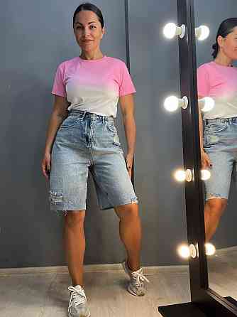 Шорты женские джинсовые Women Denim 2038-977 бермуды рваные длина до колен голубые, голубой, 36 Одесса