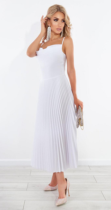 Нарядное белое платье плиссе (42) Киев - изображение 2