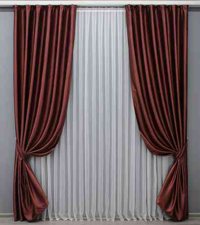 Комплект готовых штор VR-Textil Софт № 1444ш 135х270 см 2 шт Бордовый (39-015) Киев