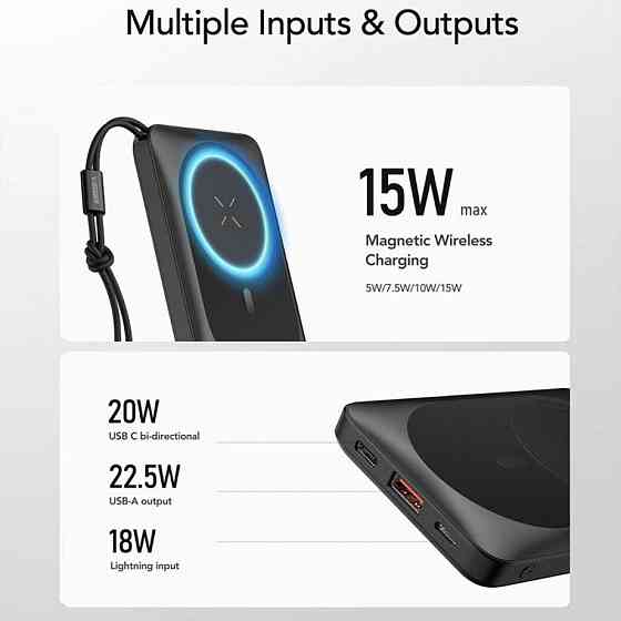 Павербанк 10000 mAh VEGER VG-W1151-B 38.5Wh 3.85V беспроводная зарядка power bank повербанк Одесса