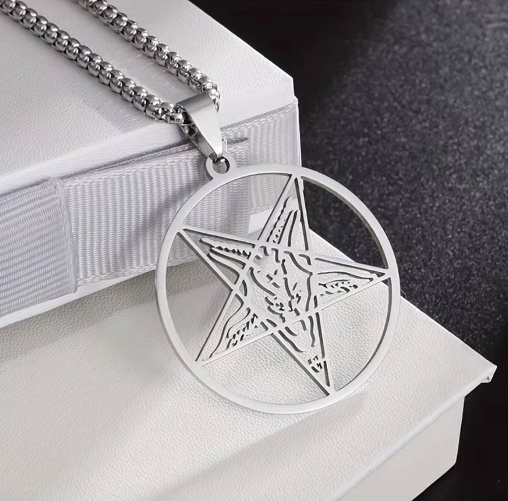 Кулон пентаграма з головою козла на ланцюжку, підвіска Бафомет нержавіюча сталь 60 см Київ - фото 5