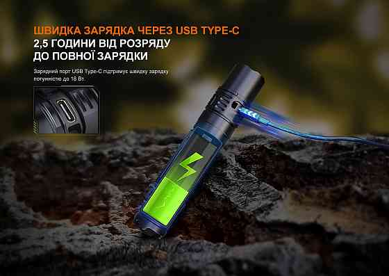 Ручной тактический фонарик Fenix PD36R V2.0 1700лм Type-C (Черный) Винница