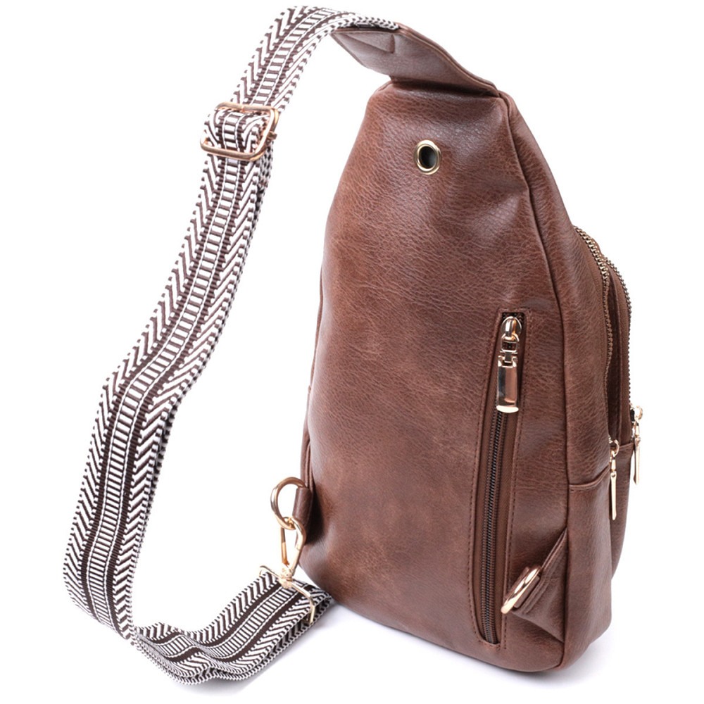 Модна жіноча сумка з однією лямкою через плече з екошкіри Vintage 22760 Коричневий Київ - фото 2