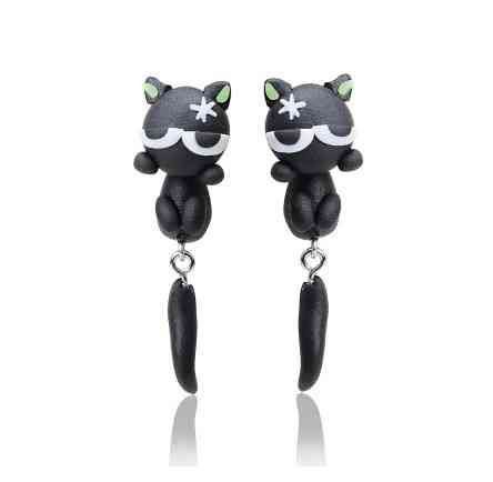 Серьги детские с кошками - 5см (глина) Киев