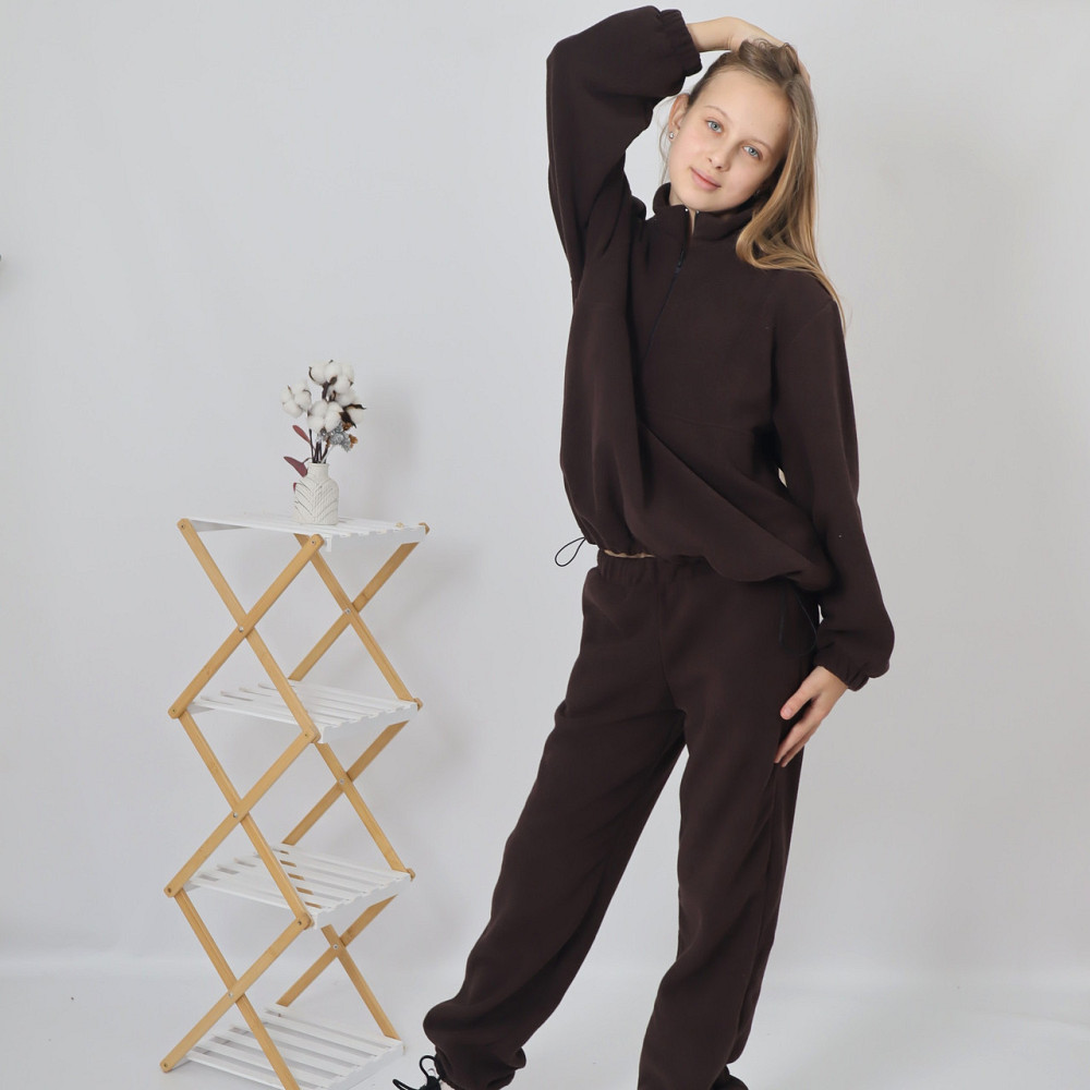 Дитячий флісовий теплий костюм на зиму (толстовка на затяжках+штани)  Шоколад Кам'янець-Подільський - фото 1