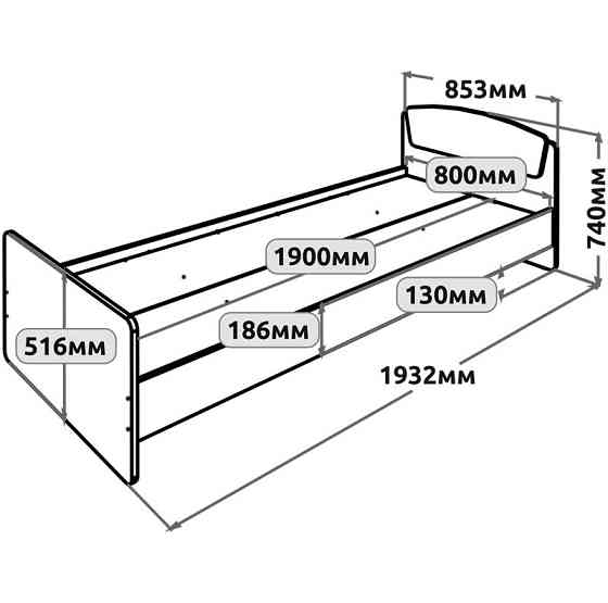 Односпальная кровать Эверест Астория-2 80х190 см Дуб сонома/Белый (DTM-073878) Львов