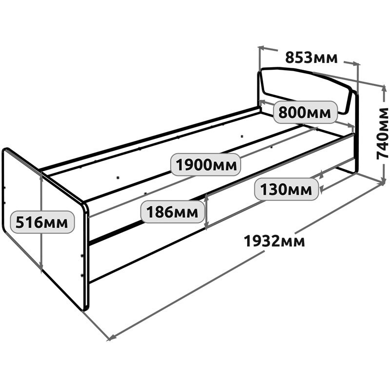 Односпальная кровать Эверест Астория-2 80х190 см Дуб сонома/Белый (DTM-073878) Львов - изображение 5