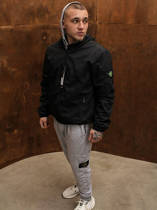 Літня куртка STONE ISLAND чорного кольору водостійка вітрозахисна вітровка чоловіча водонепроникна M Львів - фото 1