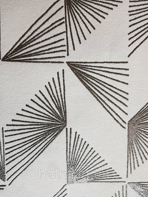 Шпалери вінілові на флізелін Marburg 31843 New modern геометрія смужки віялом срібні фігури світло сірі Київ - фото 3