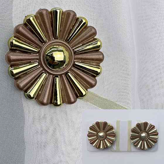 Магніти для штор і гардин Хризантема набір 2 шт Коричневий з золотистим (81-297) Київ
