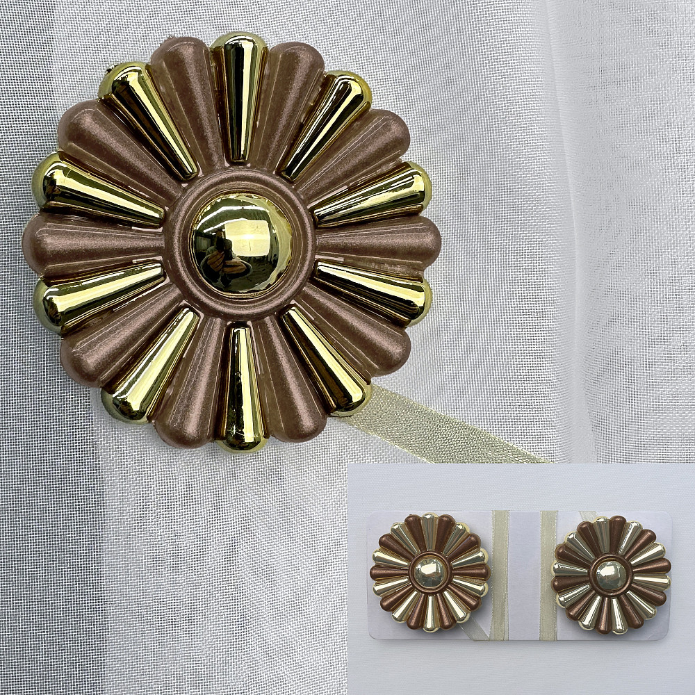 Магниты для штор и гардин Хризантема набор 2 шт Коричневый с золотистым (81-297) Киев - изображение 1