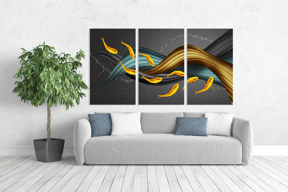 Модульная картина в гостиную / спальню  Золоті рибки   ART-006_3A 70х130 см Київ - фото 2