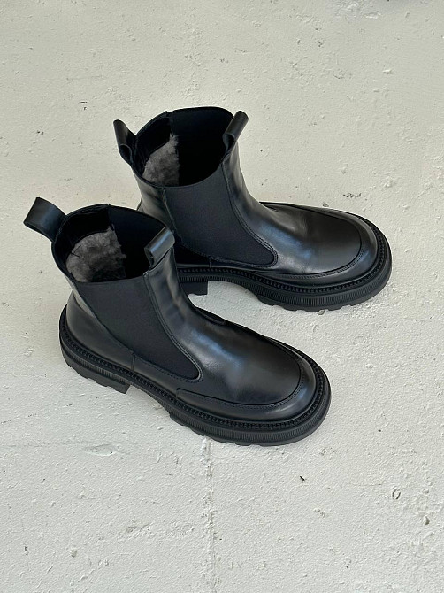 Черевики жіночі KATI SHOES чорні натуральна шкіра зима висота 19 см (5712) Коломыя - изображение 4